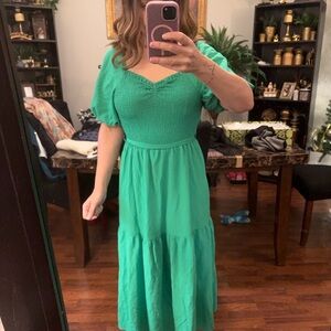 DKNY Vibrant Green Midi Dress